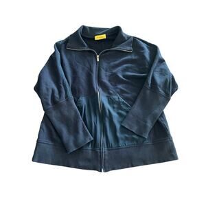 St. John Sport Women's Blue Full Zip Long Sleeves Collared Jacket Size Large